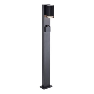 Luminaire d'extérieur avec prise SCHUKO, 1x GU10/10W/230V, IP44, 80 cm, noir