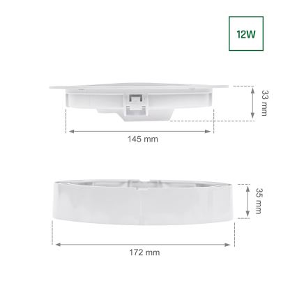 Luminaire encastrable ALGINE 2en1 LED/12W/230V 4000K