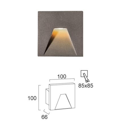 Luminaire encastré d'extérieur SPACE LED/4W/230V IP65 gris