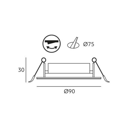 Luminaire encastré LED BRINO LED/3/5/7W/230V 3000/4000/6500K noir