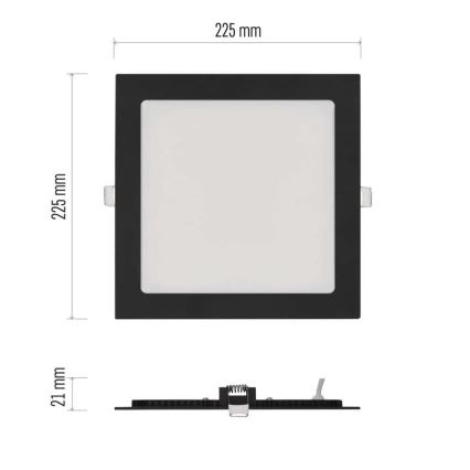 Luminaire encastré LED NEXXO LED/18W/230V 3000/3500/4000K noir 22,5 x 22,5 cm