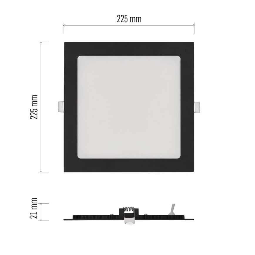 Luminaire encastré LED NEXXO LED/18W/230V 3000/3500/4000K noir 22,5 x 22,5 cm