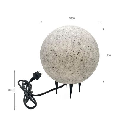 Luminaire extérieur décoratif LUMISTONE 1xE27/15W/230V IP65 Ø 25 cm