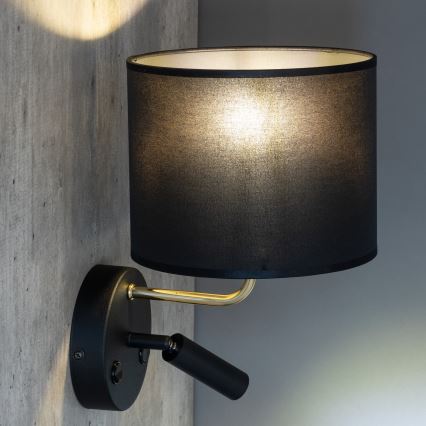 Luminaire flexible RICHI 1xE27/15W/230V + LED/3W/230V noir