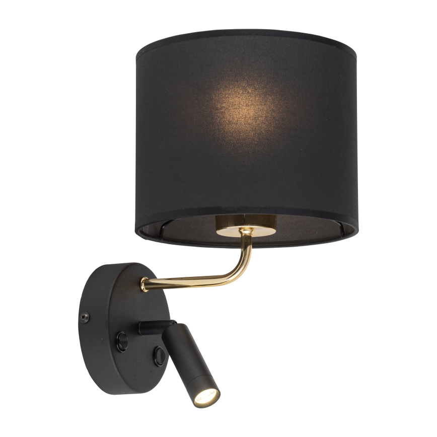 Luminaire flexible RICHI 1xE27/15W/230V + LED/3W/230V noir