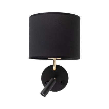 Luminaire flexible RICHI 1xE27/15W/230V + LED/3W/230V noir