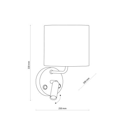 Luminaire flexible RICHI 1xE27/15W/230V + LED/3W/230V noir