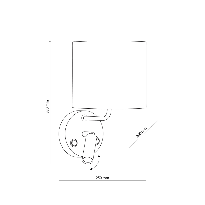Luminaire flexible RICHI 1xE27/15W/230V + LED/3W/230V noir
