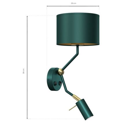 Luminaire flexible VERDE 1xE27/60W/230V + 1xGU10-MR11/7W vert