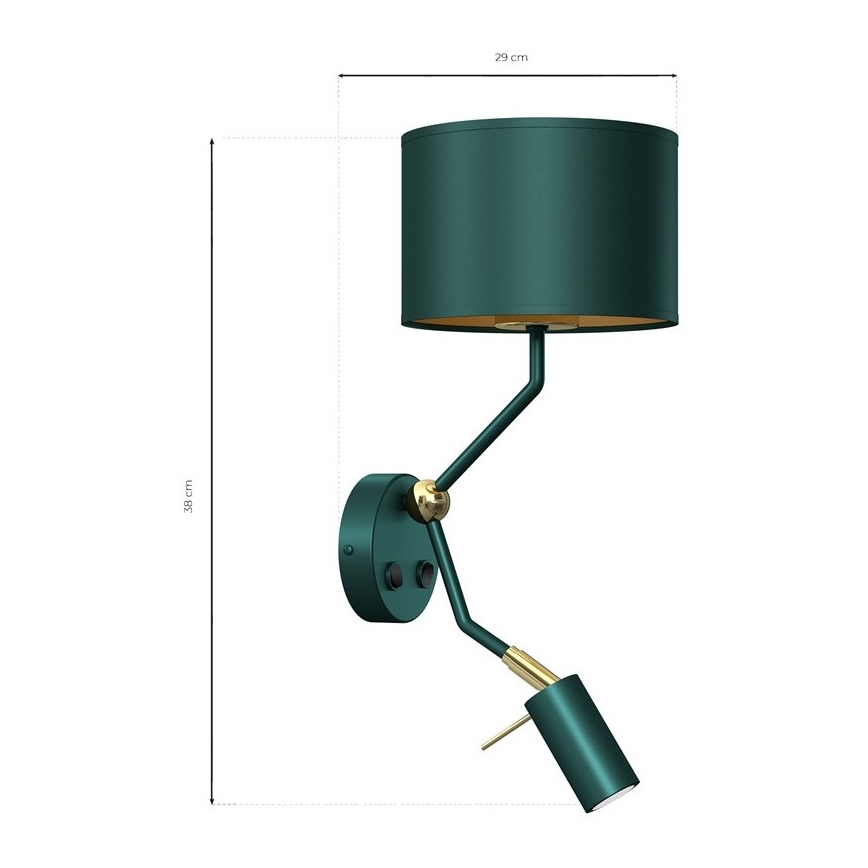 Luminaire flexible VERDE 1xE27/60W/230V + 1xGU10-MR11/7W vert