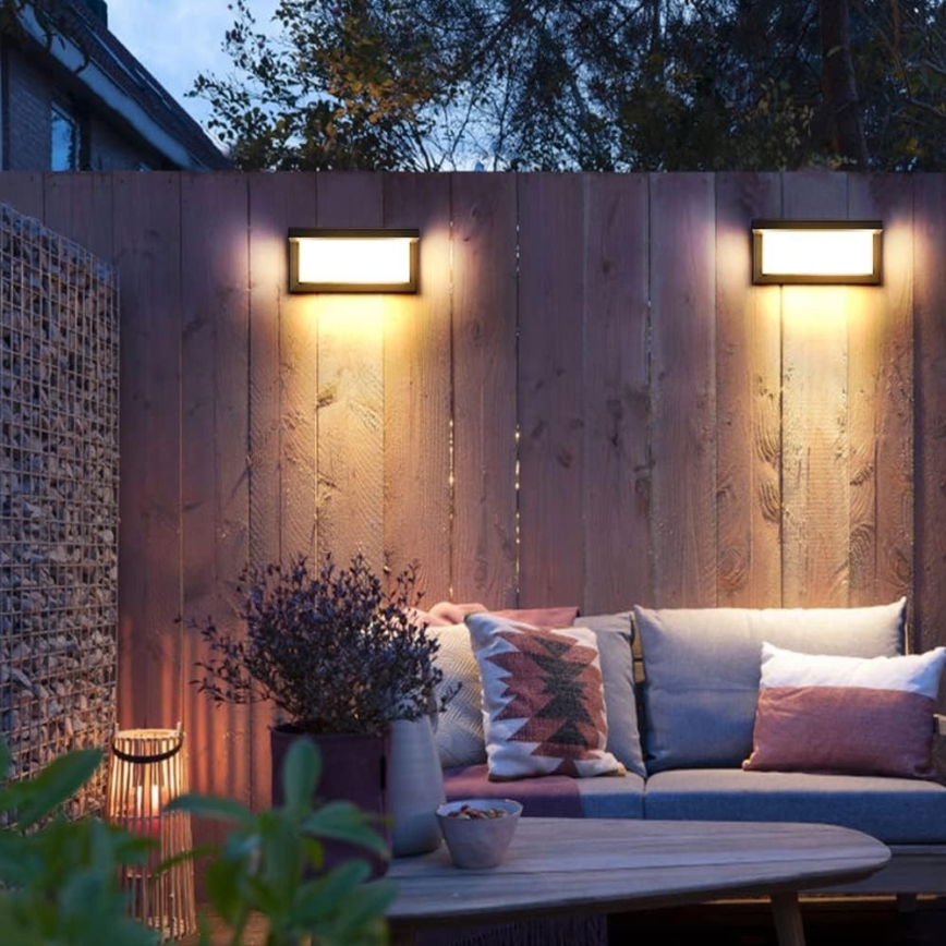 Applique murale LED extérieure avec ampoule avec détecteur crépusculaire NEELY 1xE27/9W/230V IP54 anthracite
