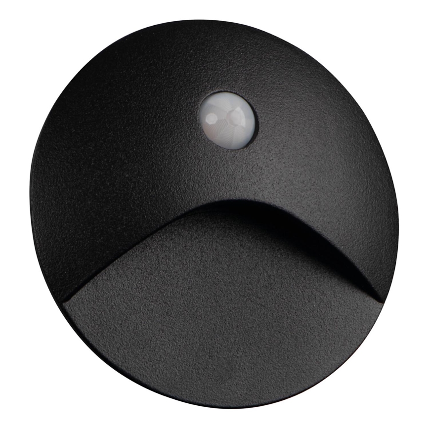 Luminaire LED pour escalier avec capteur de mouvement et capteur crépusculaire EXIN LED/2,5W/230V 3000K IP65 noir, rond