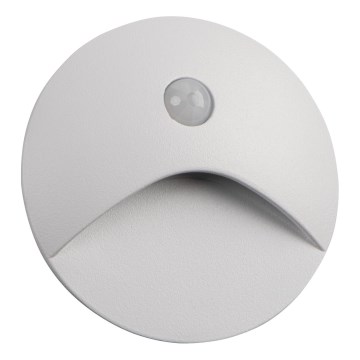 Luminaire LED pour escalier EXIN avec capteur de mouvement et capteur crépusculaire, 2,5W, 230V, 4000K, IP65, blanc, rond