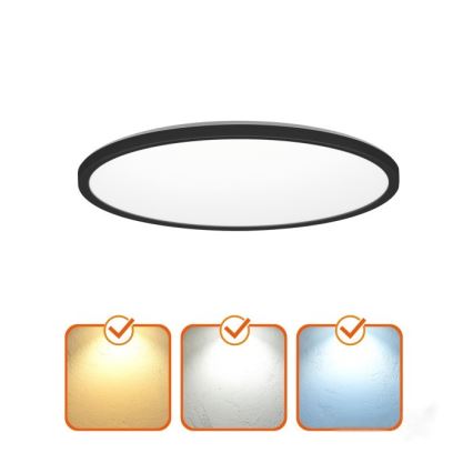 Luminaire LED pour salle de bains avec détecteur de mouvement et capteur crépusculaire NIVERA LED/12W/230V IP54 3000/4000/6000K Ø 22,5 cm noir + télécommande
