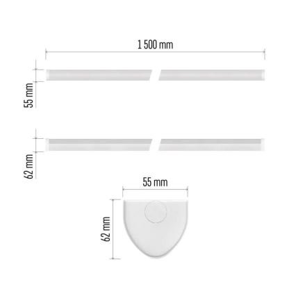 Luminaire LED sous-meuble 60 W/230 V 4000 K 150 cm