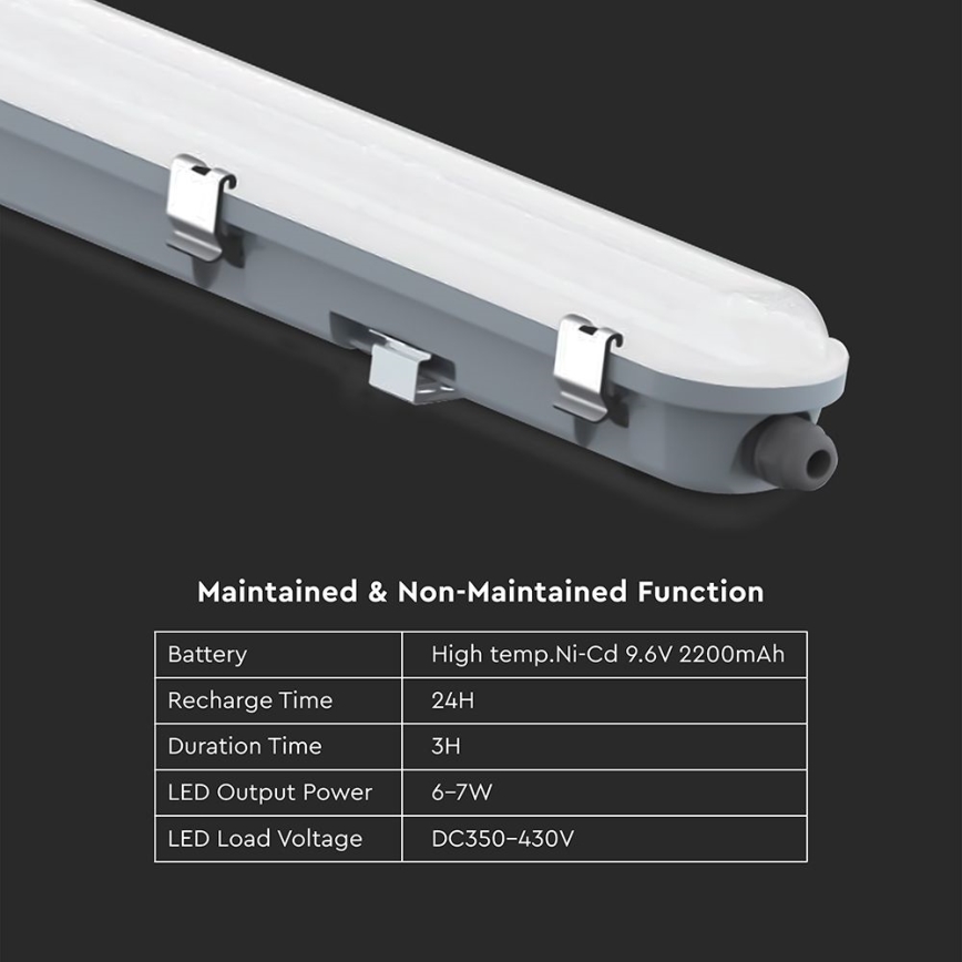 Luminaire linéaire LED technique avec module d'urgence LED/36W/230V 6500K IP65 2200 mAh 120 cm