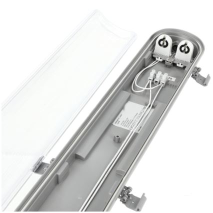 Luminaire LED technique pour tubes T8, 2x G13, 18 W, 230 V, 5000 K, IP65, 127 cm