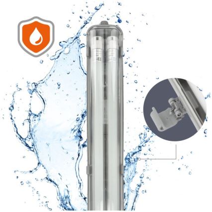 Luminaire LED technique pour tubes T8 — 2 douilles G13 (2 × 18 W), 230 V, 4000 K, IP65, 127 cm