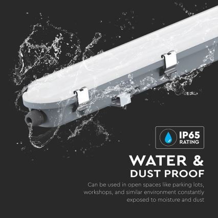 Luminaire technique LED type tube avec détecteur de mouvement et crépusculaire, 48 W, 230 V, IP65, 6500 K, 150 cm