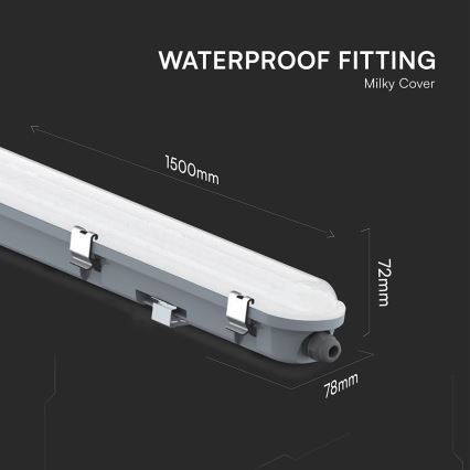 Luminaire technique LED type tube avec détecteur de mouvement et crépusculaire, 48 W, 230 V, IP65, 6500 K, 150 cm