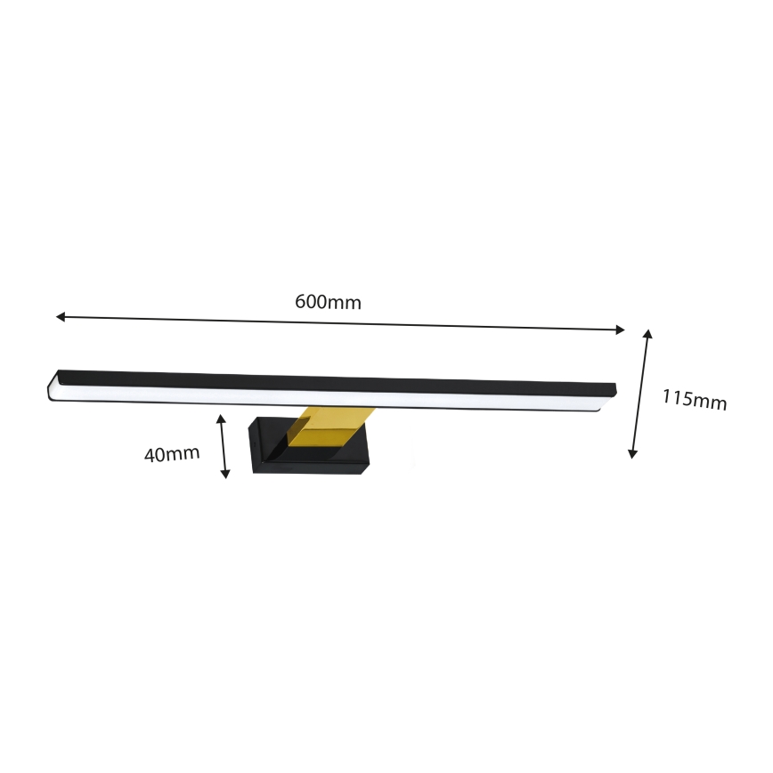 Luminaire miroir salle de bain SHINE LED/13,8W/230V IP44 noir/gold