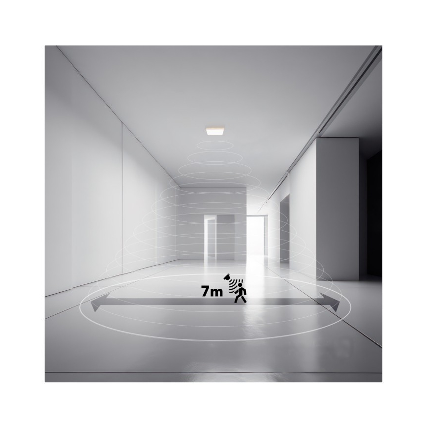 Luminaire de salle de bains avec détecteur de mouvement et crépusculaire NIVERA LED/12W/230V IP54 3000/4000/6000K 22,5x22,5 cm noir + Télécommande