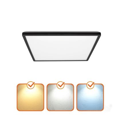Luminaire de salle de bains avec détecteur de mouvement et crépusculaire NIVERA LED/12W/230V IP54 3000/4000/6000K 22,5x22,5 cm noir + Télécommande