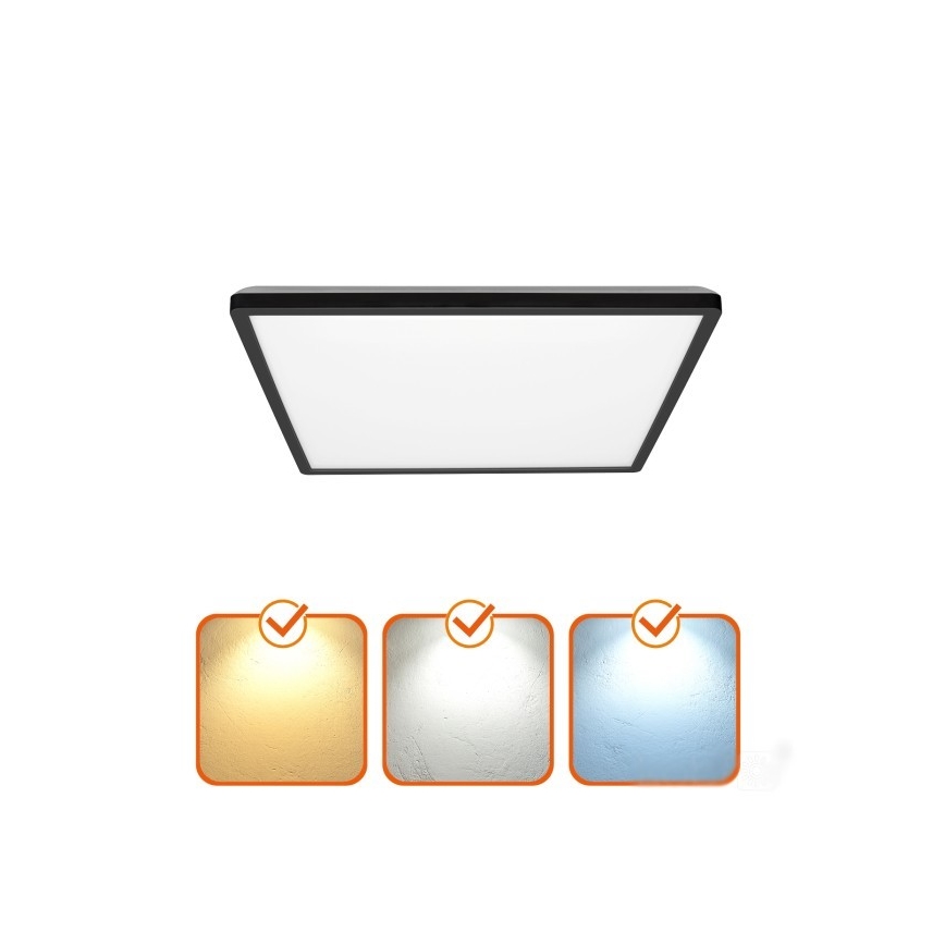 Luminaire de salle de bains avec détecteur de mouvement et crépusculaire NIVERA LED/12W/230V IP54 3000/4000/6000K 22,5x22,5 cm noir + Télécommande