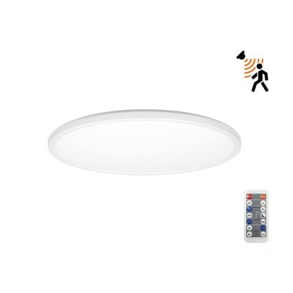 Luminaire de salle de bains avec détecteur de mouvement et crépusculaire NIVERA LED/12W/230V IP54 3000/4000/6000K d. 22,5 cm blanc + Télécommande