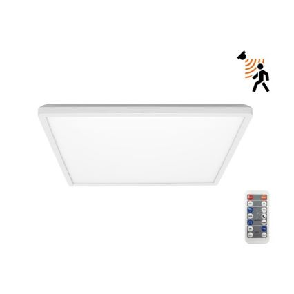 Luminaire de salle de bains avec détecteur de mouvement et crépusculaire NIVERA LED/18W/230V IP54 3000/4000/6000K 30x30 cm blanc + Télécommande