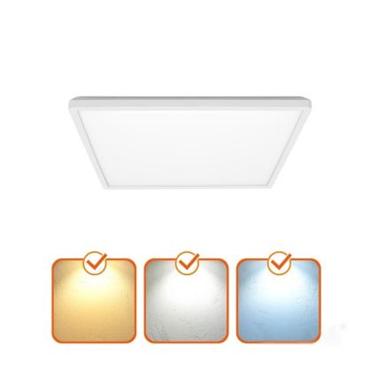 Luminaire de salle de bains avec détecteur de mouvement et crépusculaire NIVERA LED/18W/230V IP54 3000/4000/6000K 30x30 cm blanc + Télécommande