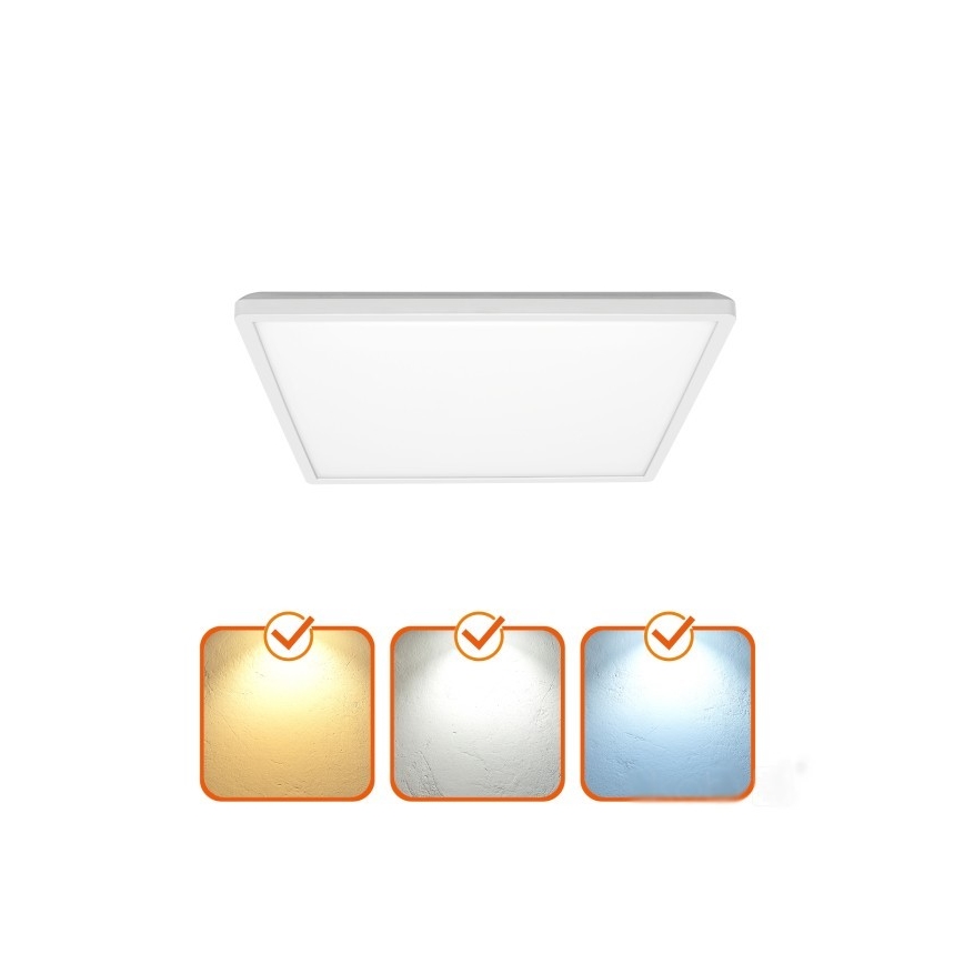 Luminaire de salle de bains avec détecteur de mouvement et crépusculaire NIVERA LED/18W/230V IP54 3000/4000/6000K 30x30 cm blanc + Télécommande