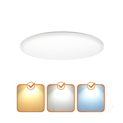 Luminaire de salle de bains avec détecteur de mouvement et crépusculaire NIVERA LED/24W/230V IP54 3000/4000/6000K d. 30 cm blanc + Télécommande