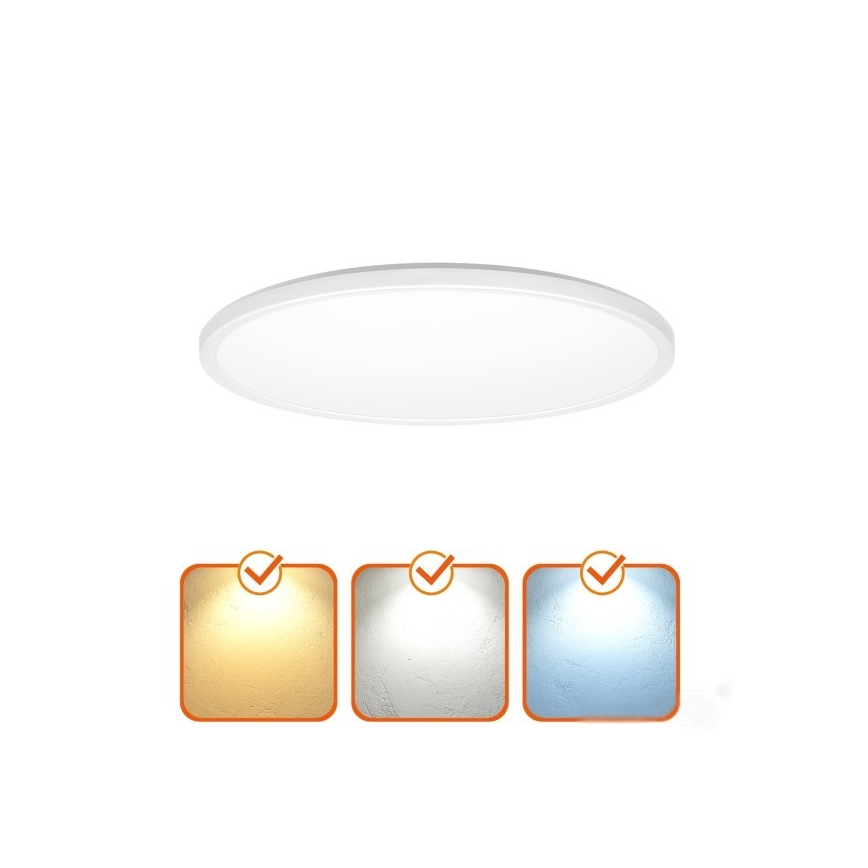 Luminaire de salle de bains avec détecteur de mouvement et crépusculaire NIVERA LED/24W/230V IP54 3000/4000/6000K d. 30 cm blanc + Télécommande