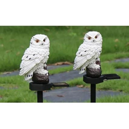 Luminaire décoratif solaire LED avec capteur, 6 LED / 1,2 V, 3000 K, 40 cm, 600 mAh, IP44, en forme de chouette