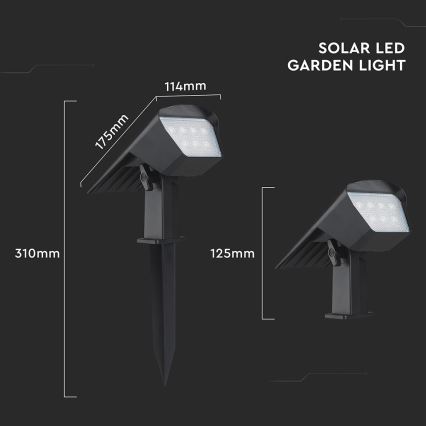 Luminaire solaire LED 2 en 1 LED/1,3W/3,7V 3000/4000/6400K IP65 1200 mAh