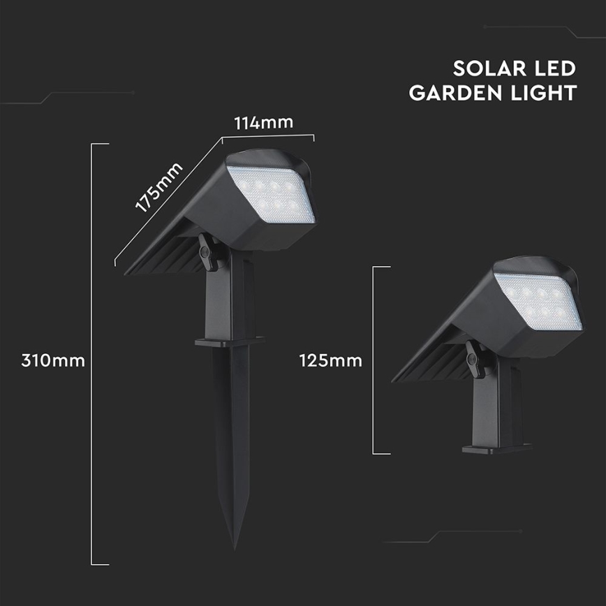 Luminaire solaire LED 2 en 1 LED/1,3W/3,7V 3000/4000/6400K IP65 1200 mAh