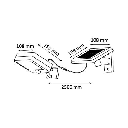 Luminaire solaire LED avec détecteur de mouvement et détecteur crépusculaire LED/3xAA IP44