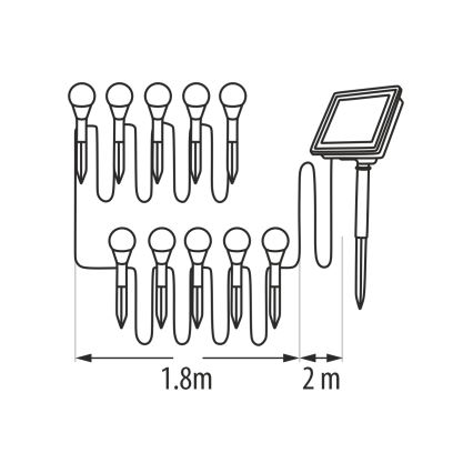 Luminaire solaire LED RGB 10xLED/1,2V 300 mAh IP44 noir