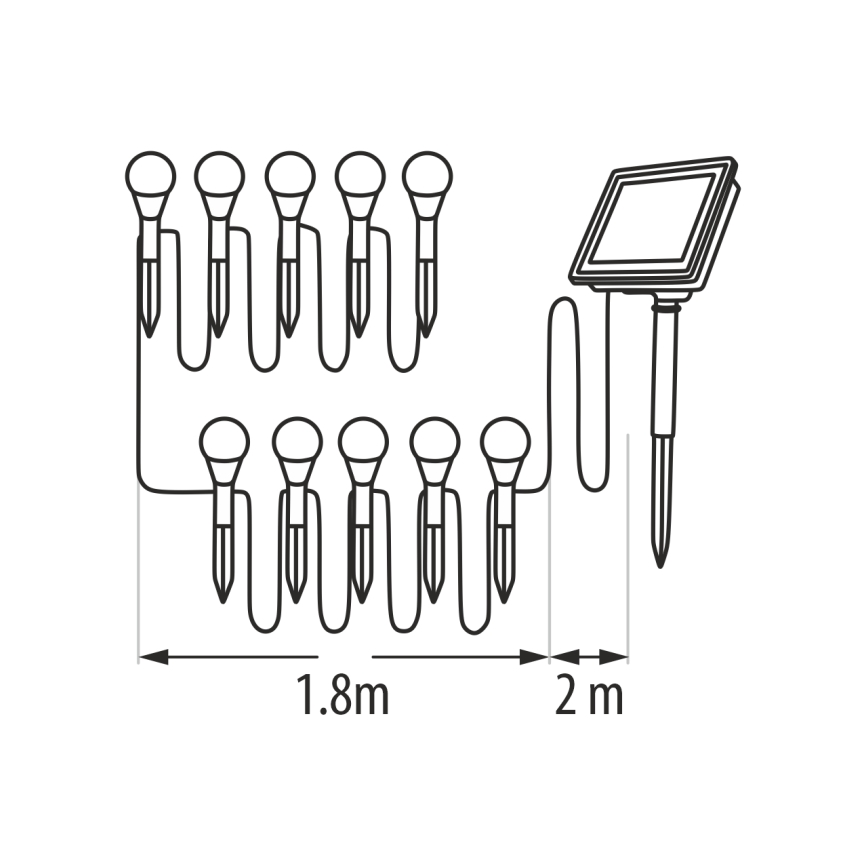 Luminaire solaire LED RGB 10xLED/1,2V 300 mAh IP44 noir