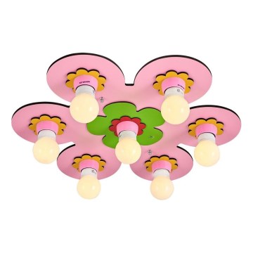Luminaires de plafond pour enfants LUCCA 7xE27/24W/230V rose