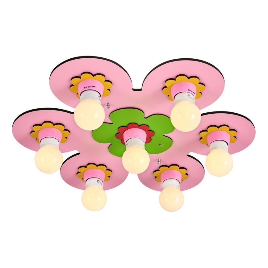 Luminaires de plafond pour enfants LUCCA 7xE27/24W/230V rose