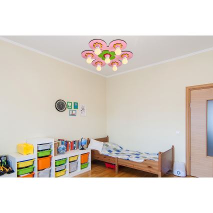 Luminaires de plafond pour enfants LUCCA 7xE27/24W/230V rose