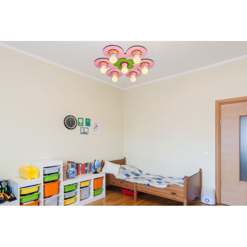 Luminaires de plafond pour enfants LUCCA 7xE27/24W/230V rose