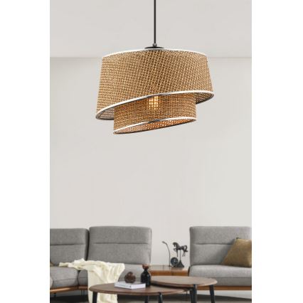 Lustr na lanku BARETTE 1xE27/60W/230V hnědá/lesklý chrom