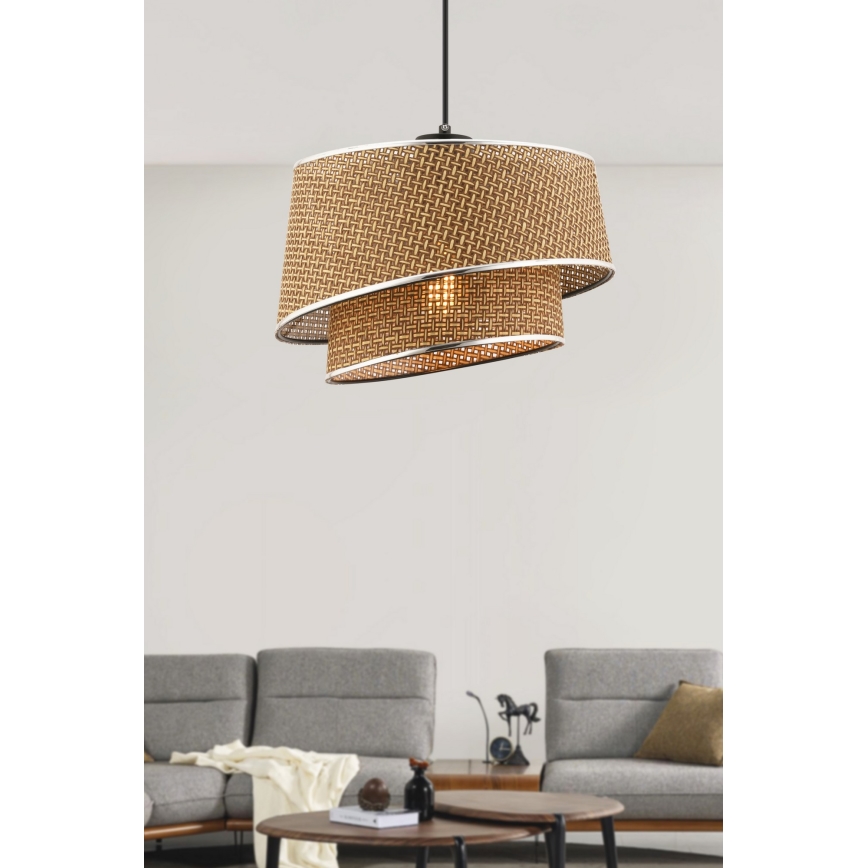Lustr na lanku BARETTE 1xE27/60W/230V hnědá/lesklý chrom