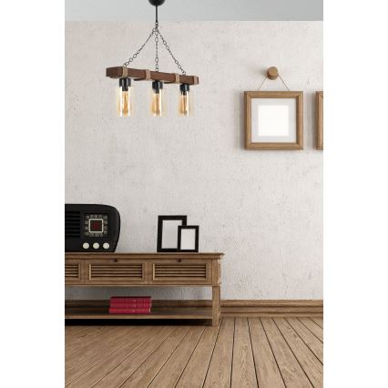 Lustr na řetězu JASMIN 3xE27/40W/230V marron/beige