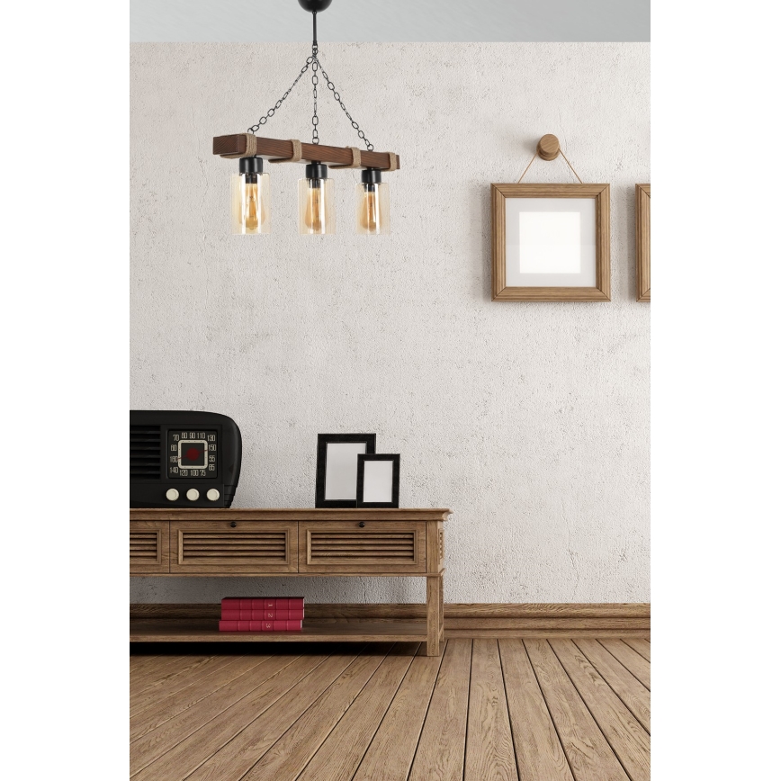 Lustr na řetězu JASMIN 3xE27/40W/230V marron/beige