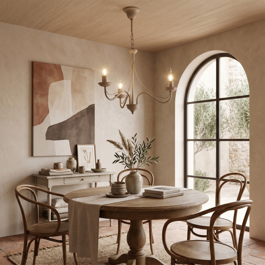 Lustre à chaîne ANTON 3xE14/60W/230V beige