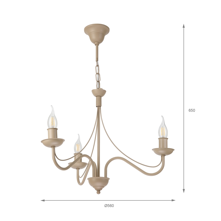 Lustre à chaîne ANTON 3xE14/60W/230V beige